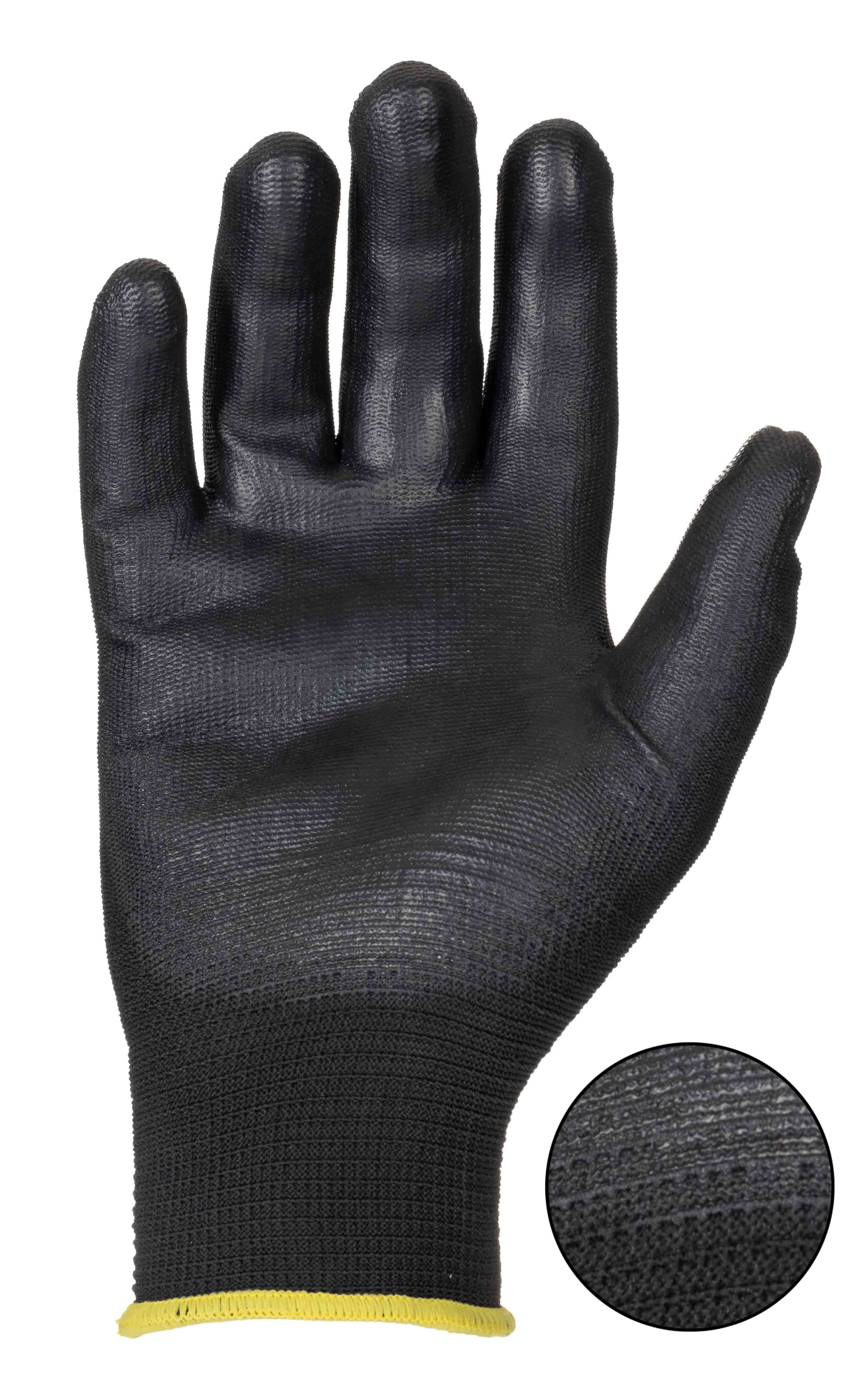 Ansell Edge Black Polyester Polyester Work Gloves, Size 8, Polyurethane Coating