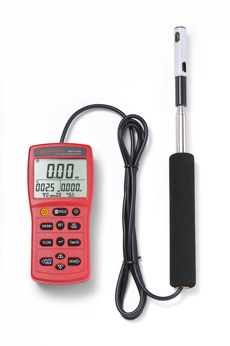 Beha-Amprobe TMA-21HW Hotwire Anemometer, 30m/s Max, Measures Air Flow, Air Velocity, Humidity, Temperature