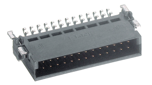 ERNI SMC Series Right Angle Surface PCB Header, 50 Contact(s), 1.27 mm Pitch, 2 Row, Shrouded