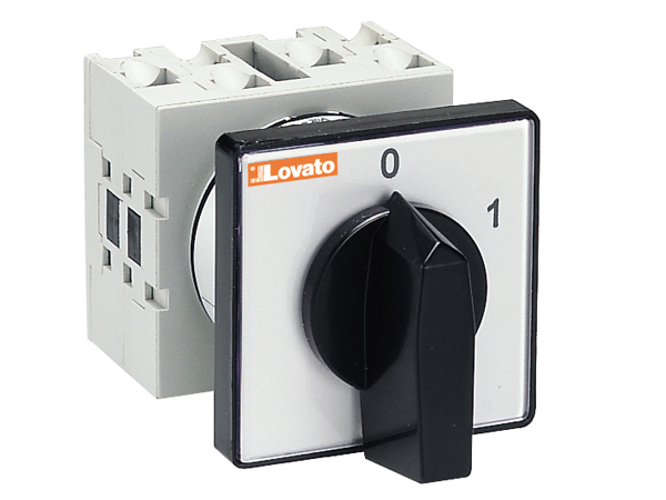 Lovato, 1P 2 Position 60° On-Off Cam Switch, 32A, Short Black Handle Actuator