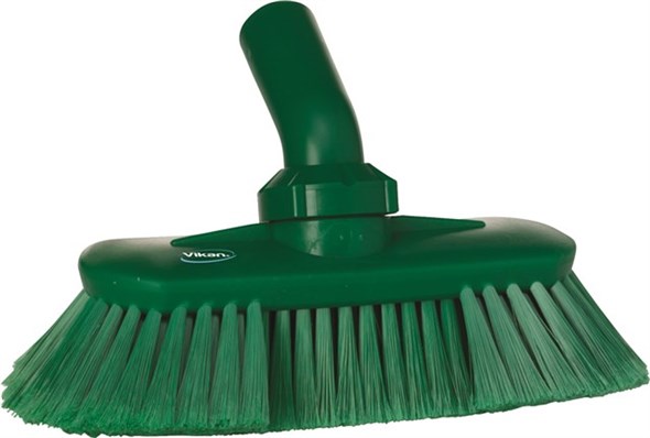 Vikan Soft Bristle Green Scrubbing Brush, 44mm bristle length, Polyester, Polypropylene, Stainless Steel bristle