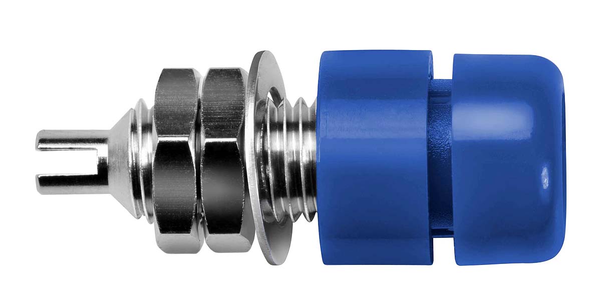 Schutzinger Blue Female Banana Socket, 4 mm Connector, Screw Termination, 32A, 30 V ac, 60V dc, Nickel Plating