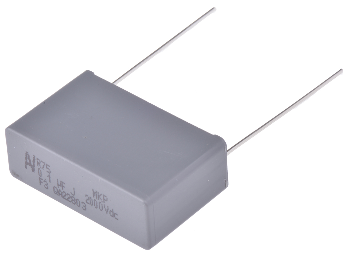 KEMET R75 Metallised Polypropylene Film Capacitor, 2 kV dc, 700 V ac, ±5%, 100nF, Through Hole