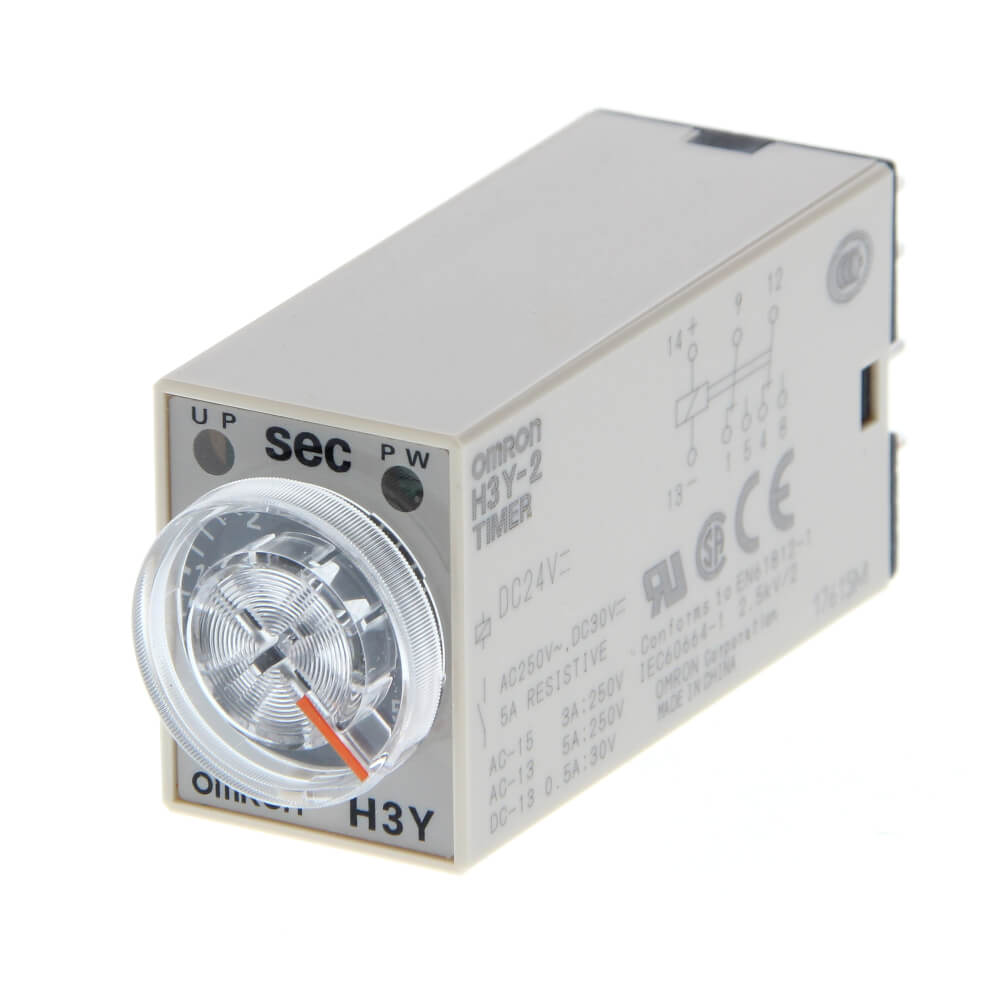Omron H3Y-2 Series DIN Rail Mount Timer Relay, 200 → 230V ac, 2-Contact, 0.04 - 30s, 1-Function, DPDT
