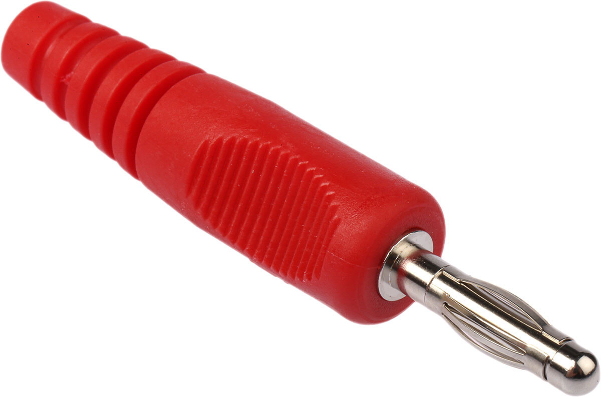 Schutzinger Red Male Banana Plug, 4 mm Connector, 16A, 50V, Nickel Plating