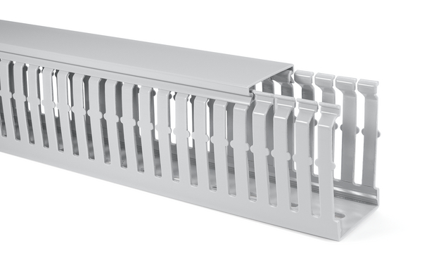 HellermannTyton 183 Grey Slotted Panel Trunking - Narrow Slot, W40 mm x D60mm, L2m, ABS, PC