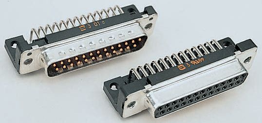 HARTING 25 Way Right Angle Through Hole D-sub Connector Plug, 2.76mm Pitch, with M3 Threaded Inserts