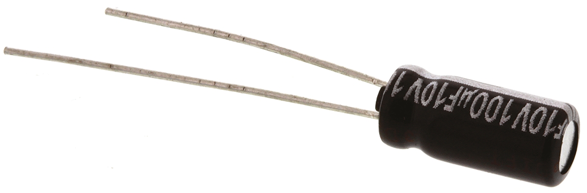 Panasonic 100μF Aluminium Electrolytic Capacitor 10V dc, Radial, Through Hole - EEUEB1A101S