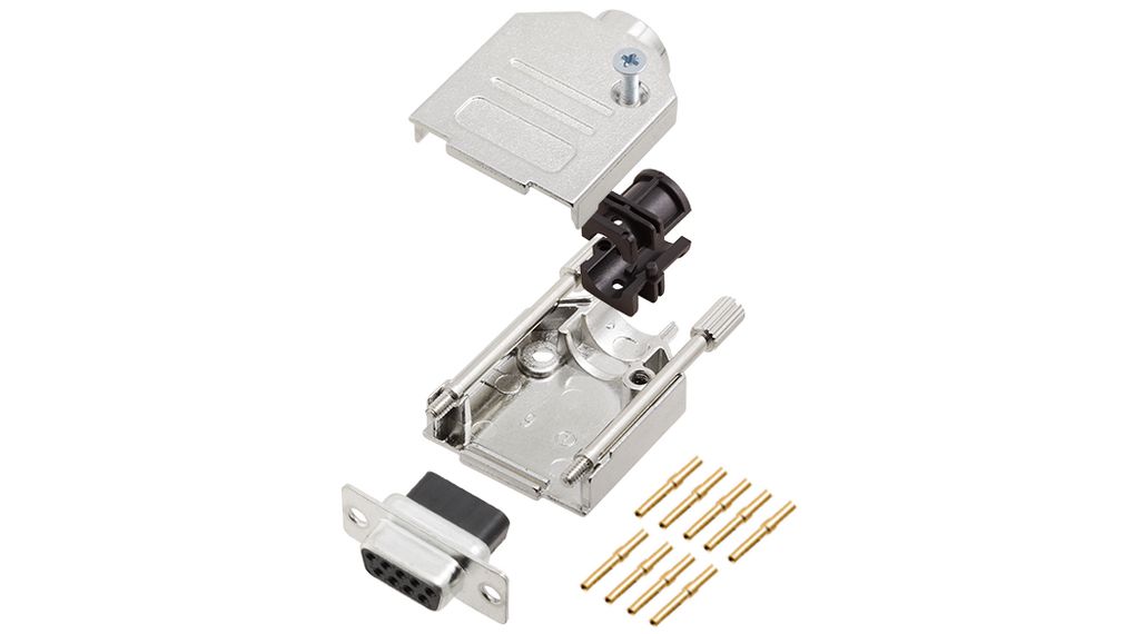 Encitech Connectors 6355 Series Zinc Top Entry D Sub Backshell, 9 Way