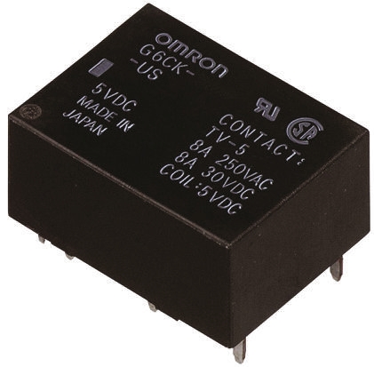 Omron PCB Mount Latching Power Relay, 5V dc Coil, 8A Switching Current, SPDT