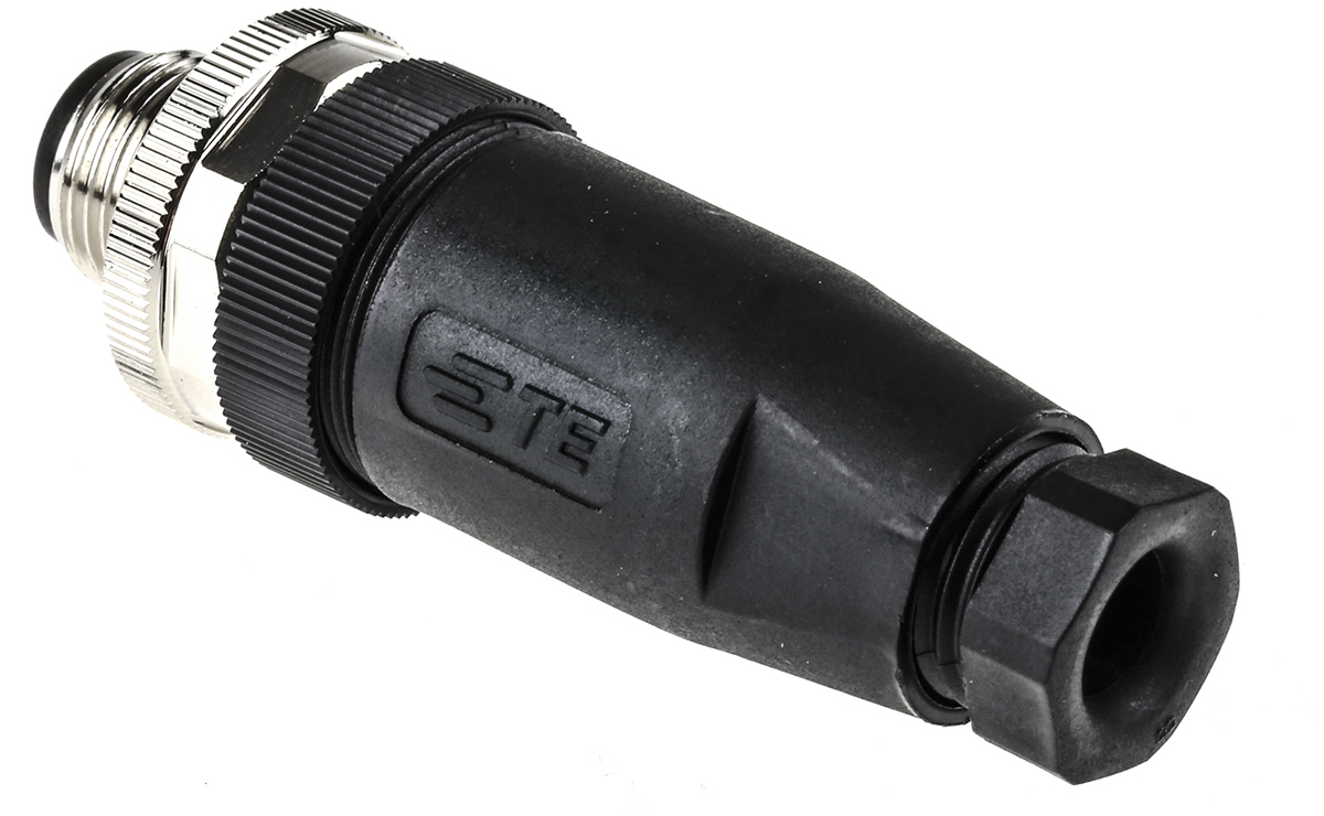 TE Connectivity Circular Connector, 4 Contacts, Cable, M12 Connector, Plug, Male, IP67, T411 Series