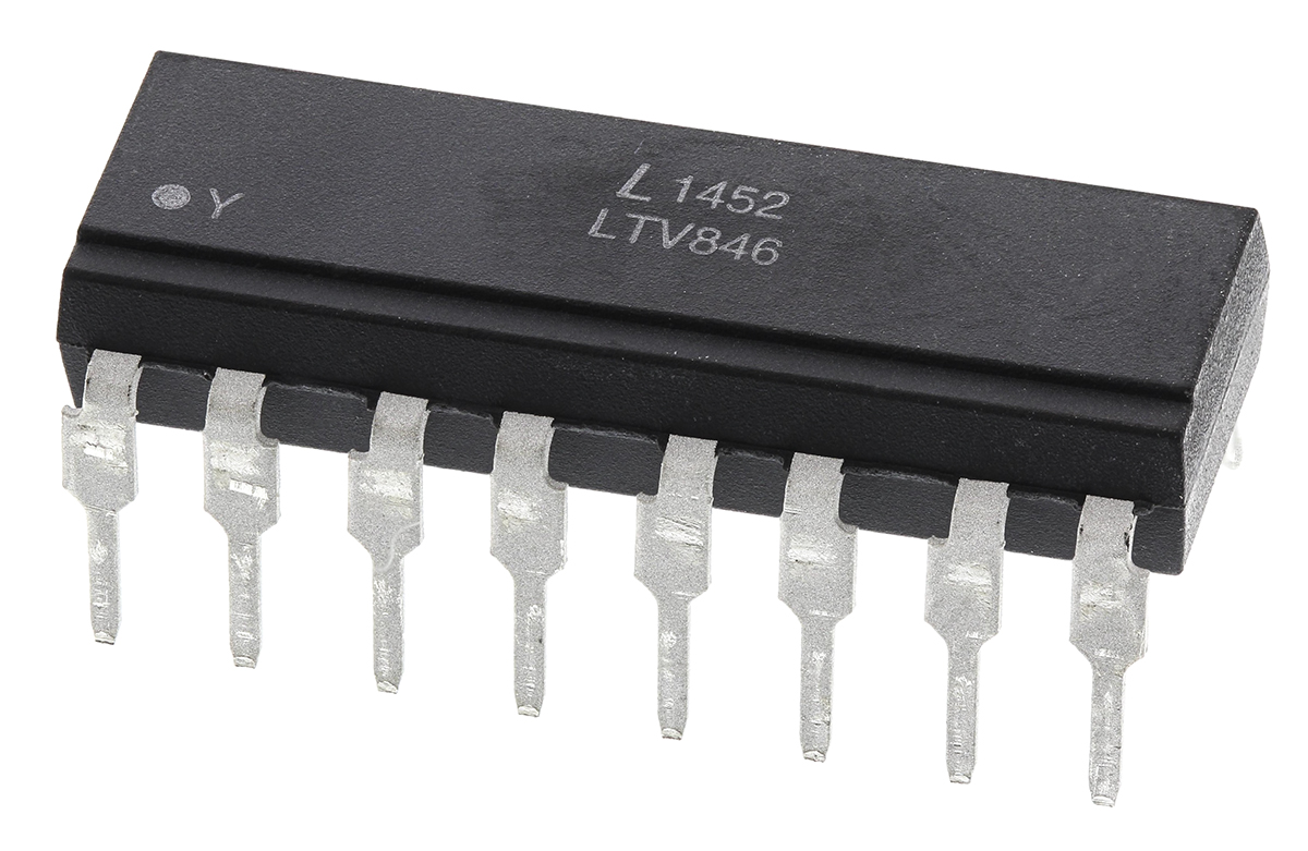 Lite-On, LTV-846 DC Input Transistor Output Quad Optocoupler, Through Hole, 16-Pin PDIP
