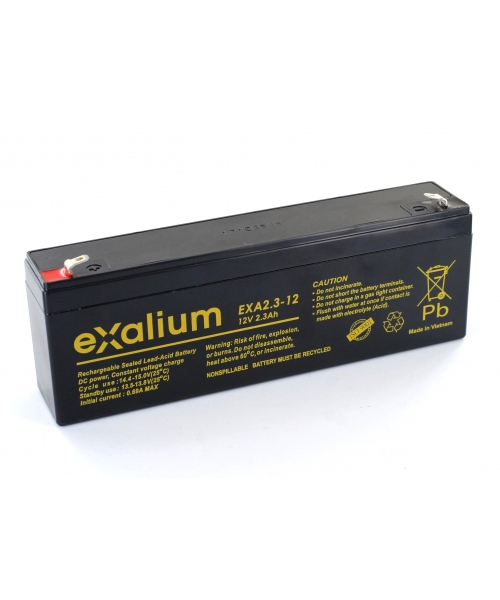 Exalium 12V F1 Lead Acid Battery, 2.3Ah