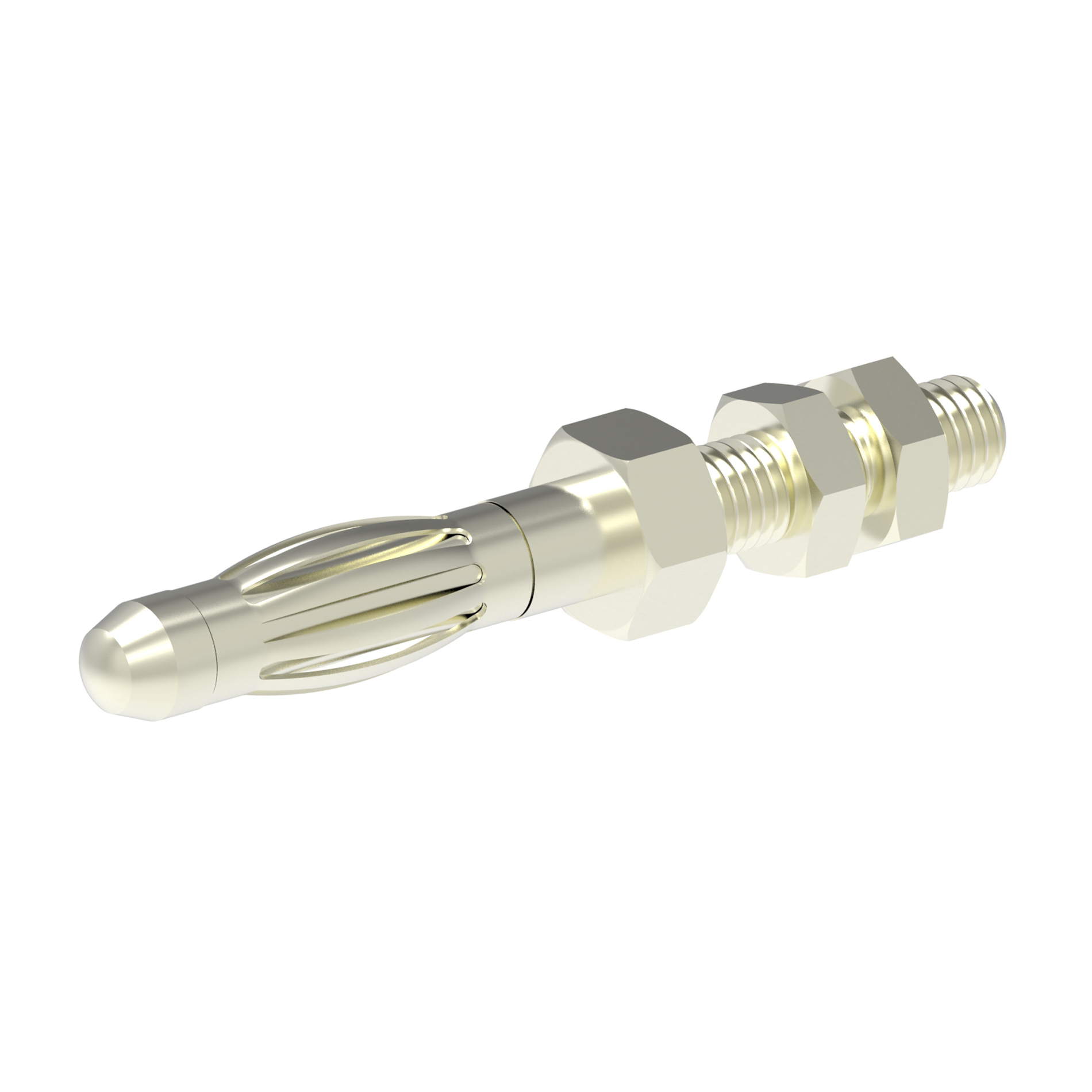 Electro PJP Silver Male Banana Plug, 4 mm Connector, M3 Thread Termination, 30/60V ac/dc, Nickel Plating