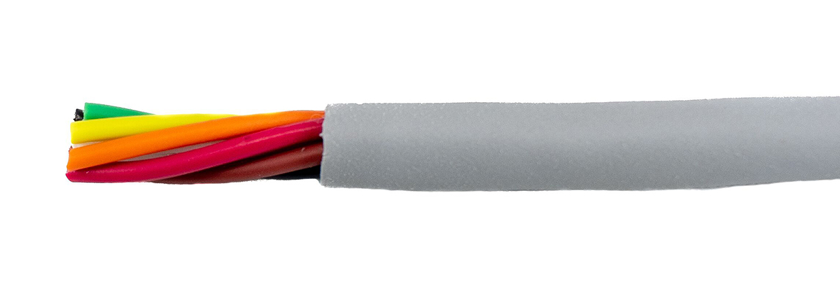 Alpha Wire Ecogen Ecocable Mini Control Cable, 6 Cores, 0.24 mm² 24 AWG, Unscreened, 30 m, Grey Modified Polyphenylene