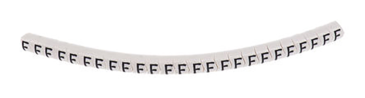 HellermannTyton Helagrip Slide On Cable Markers, Black on White, Pre-printed "F", 2 → 5mm Cable, 901-10418