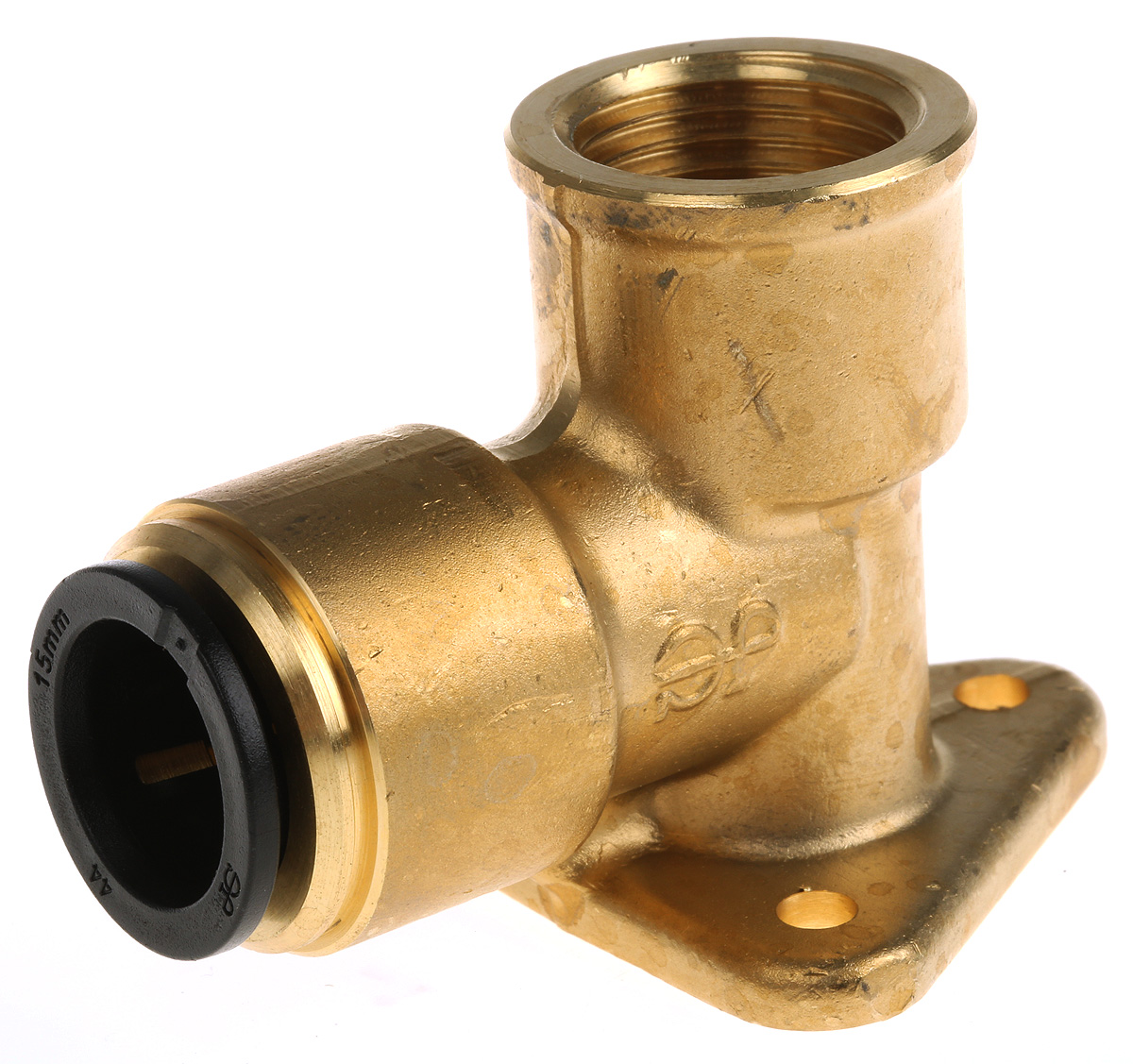 JG Speedfit Brass Pipe Fitting, 90° Push Fit Wall Plate Elbow Adapter, Female 1/2in to Female 15mm