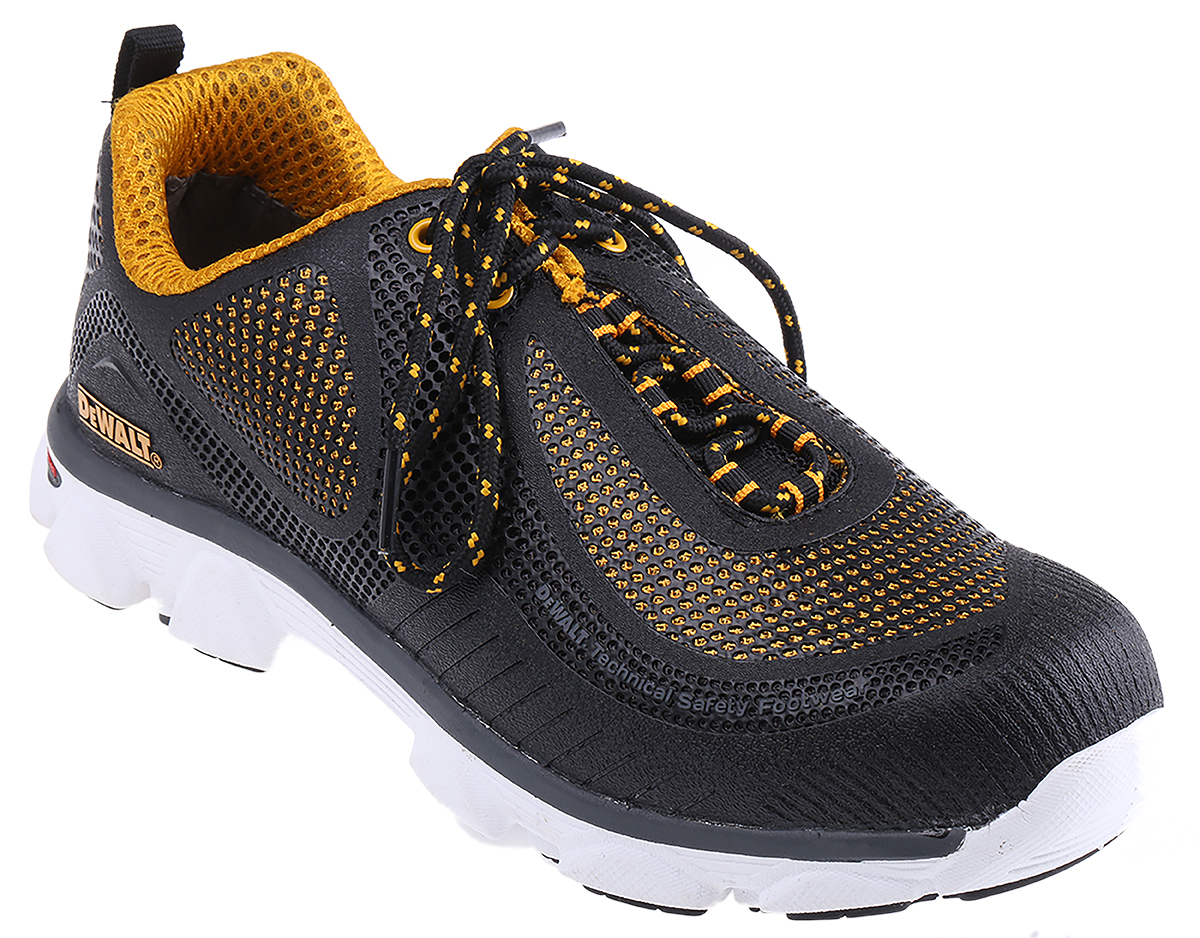DeWALT Krypton Men's Black, White, Yellow Stainless Steel Toe Capped Safety Trainers, UK 8, EU 42