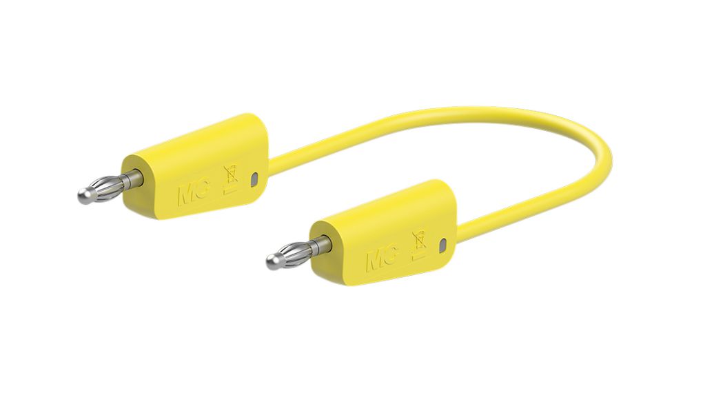 Staubli Test lead, 19A, 30 → 60V, Yellow, 75cm Lead Length