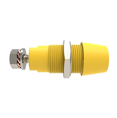Schutzinger Yellow Female Banana Connector, 4 mm Connector, M4 Thread Termination, 32A, 1.5 kV dc, 1 kV dc, 600 V dc,
