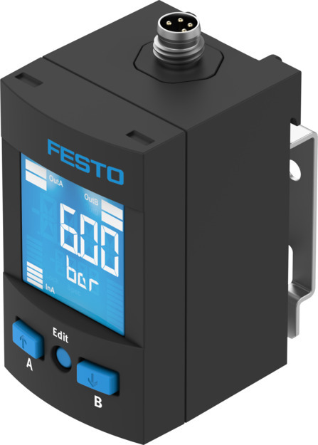 Festo SPAU Series Pressure Sensor, -1bar Min, 10bar Max, Analogue Output, Relative Reading