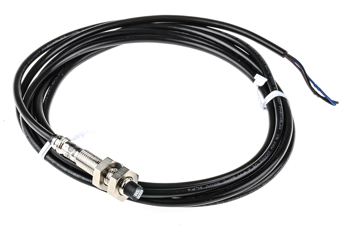 RS PRO Inductive Threaded Barrel Proximity Sensor, M8, 2.5 mm Detection, PNP NO, 10 → 30 V dc