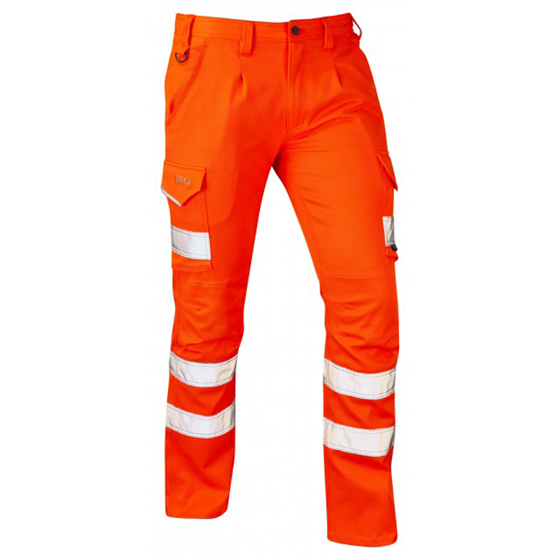 Leo Workwear CT04O Orange Hi Vis Trouser Hi-Vis 32 in 32 Leg Length 74cm