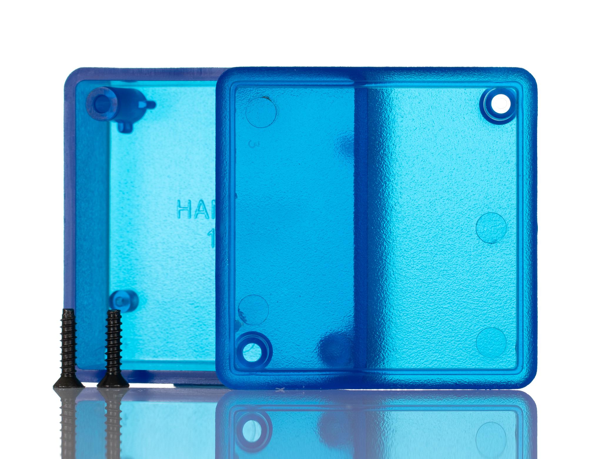 Hammond 1551 Series Translucent Blue ABS Enclosure, IP54, Flanged, Translucent Blue Lid, 50 x 50 x 20mm