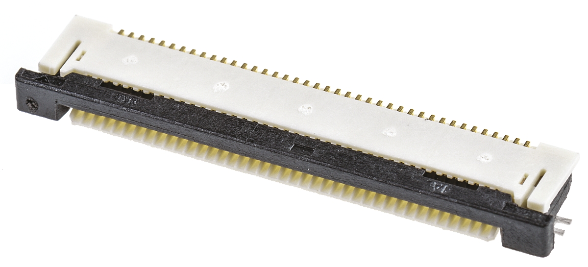 Molex, Easy-On, 54132 0.5mm Pitch 40 Way Right Angle Female FPC Connector, ZIF Bottom Contact