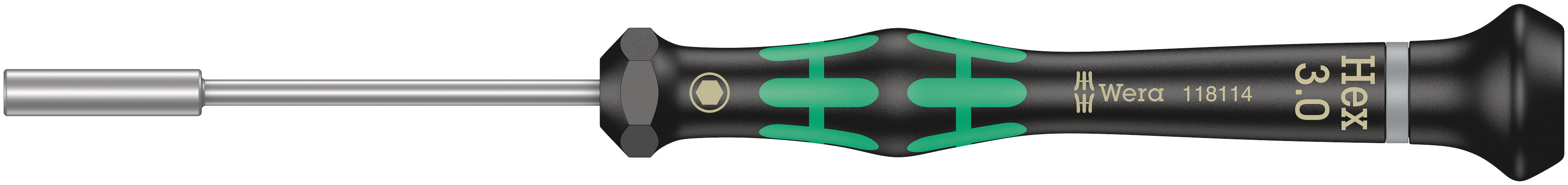 Wera Hexagon Nut Driver, 3 mm Tip, 60 mm Blade, 157 mm Overall