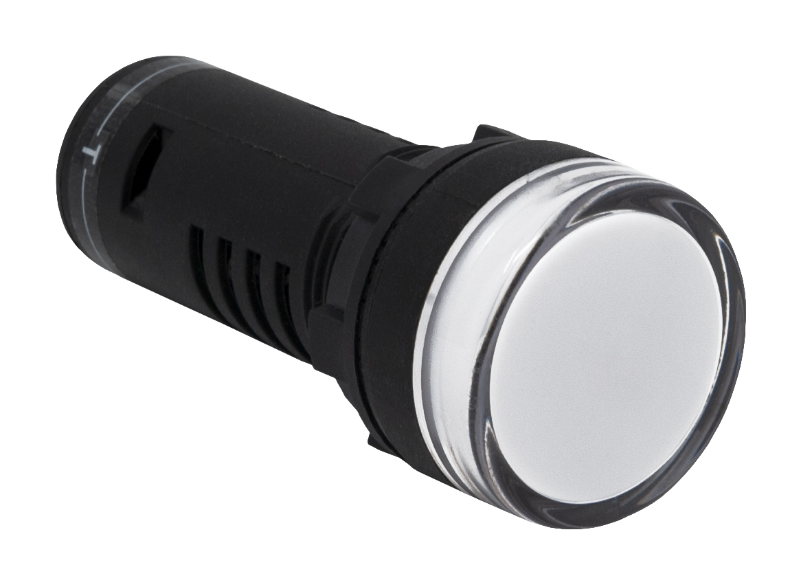 RS PRO, Panel Mount White LED Pilot Light, 22mm Cutout, IP65, Round, 120V ac/dc