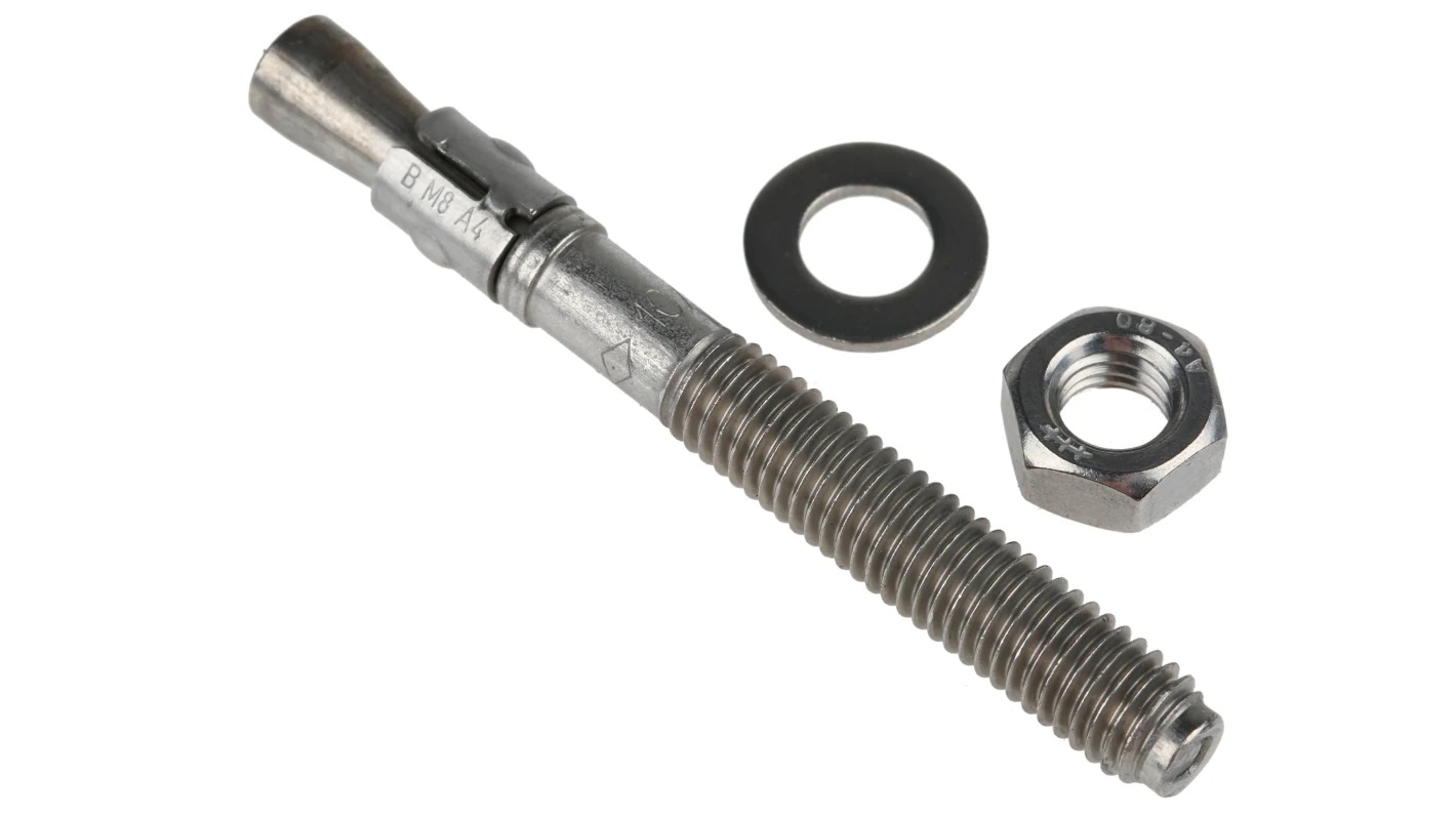 RS PRO Stainless Steel Through Bolt M8 x 75mm