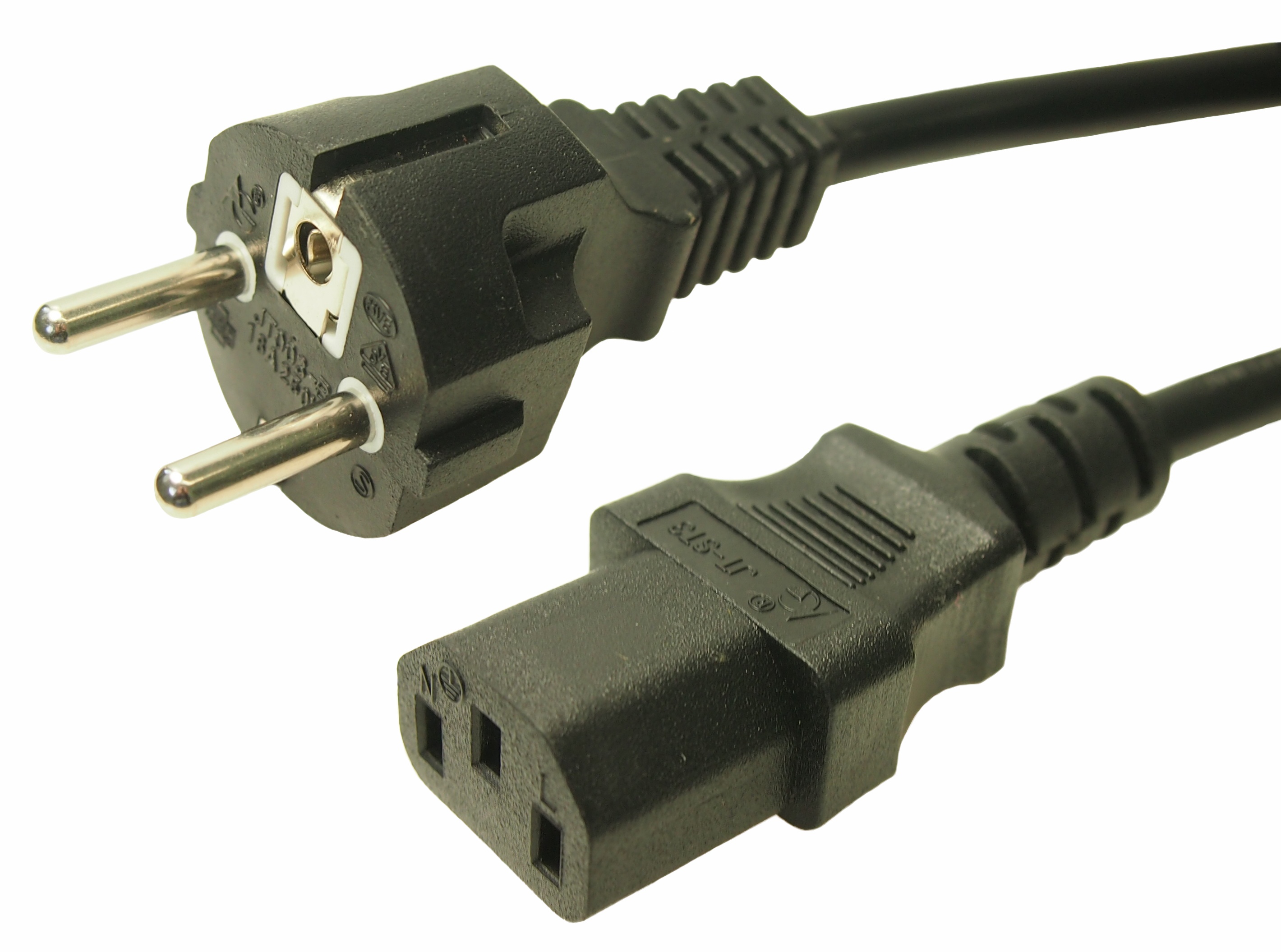 RS PRO Straight CEE 7/7 Plug to Straight IEC C13 Plug Power Cable Assembly, 2.5m