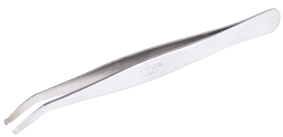 Bernstein 115 mm, Stainless Steel, Flat, ESD Tweezers