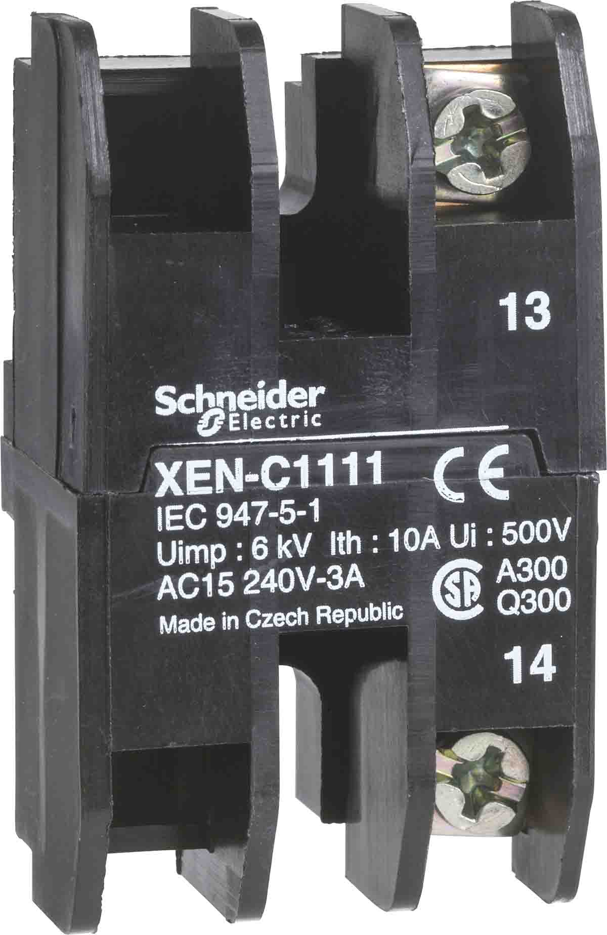 Schneider Electric XEN Series Contact Block, 240V, 1 NC + 1 NO