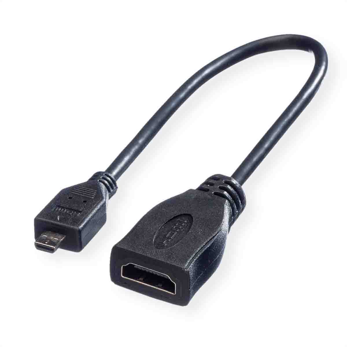 Roline High Speed, 15cm Female HDMI to Male Micro HDMI
