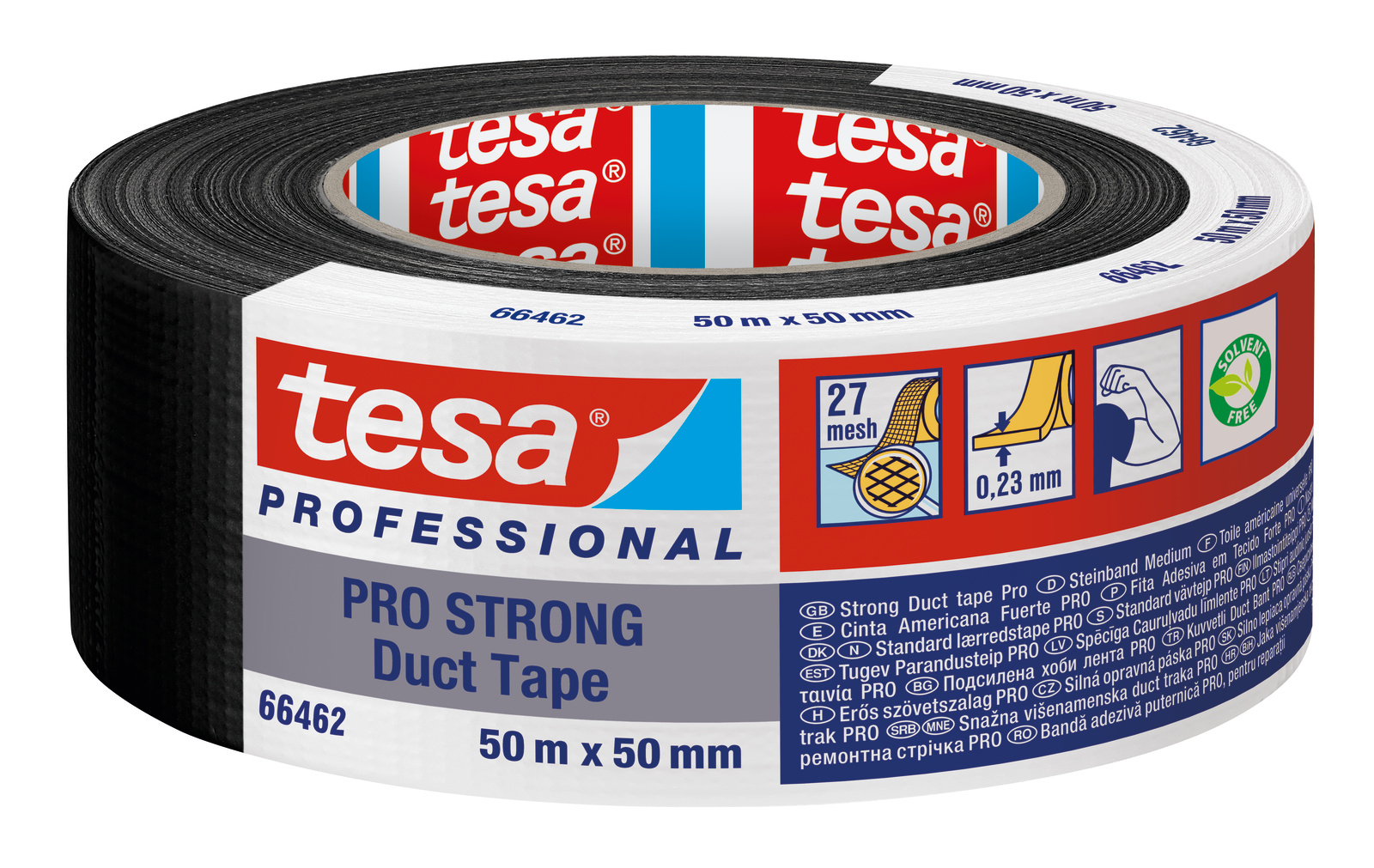 Tesa Tesa PRO 66462 STRONG Duct Tape 66462-00002-00 Duct Tape, 50m x 50mm, Black