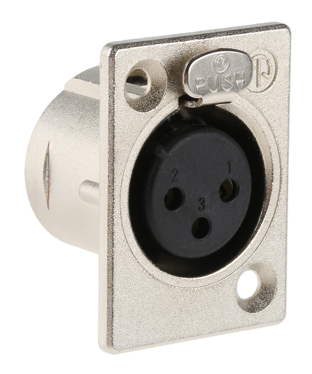 Neutrik Panel Mount XLR Connector, Female, 50 V, 3 Way, Silver over Nickel Plating