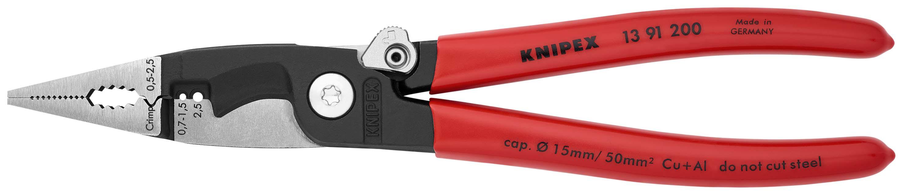 Knipex 13 91 200 Pliers, 200 mm Overall, Straight Tip