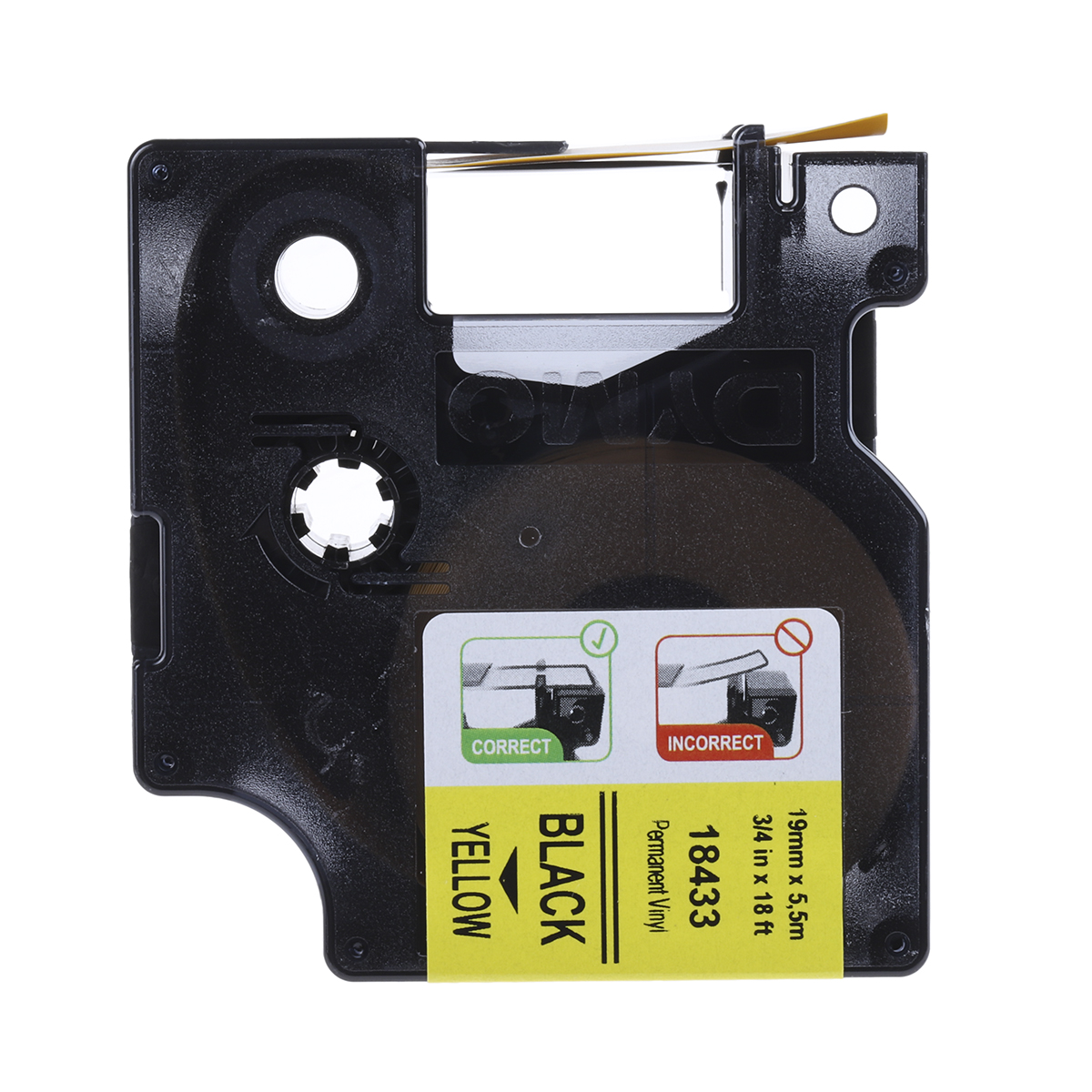 Dymo Black on Yellow Label Printer Tape, 5.5 m Length, 19 mm Width