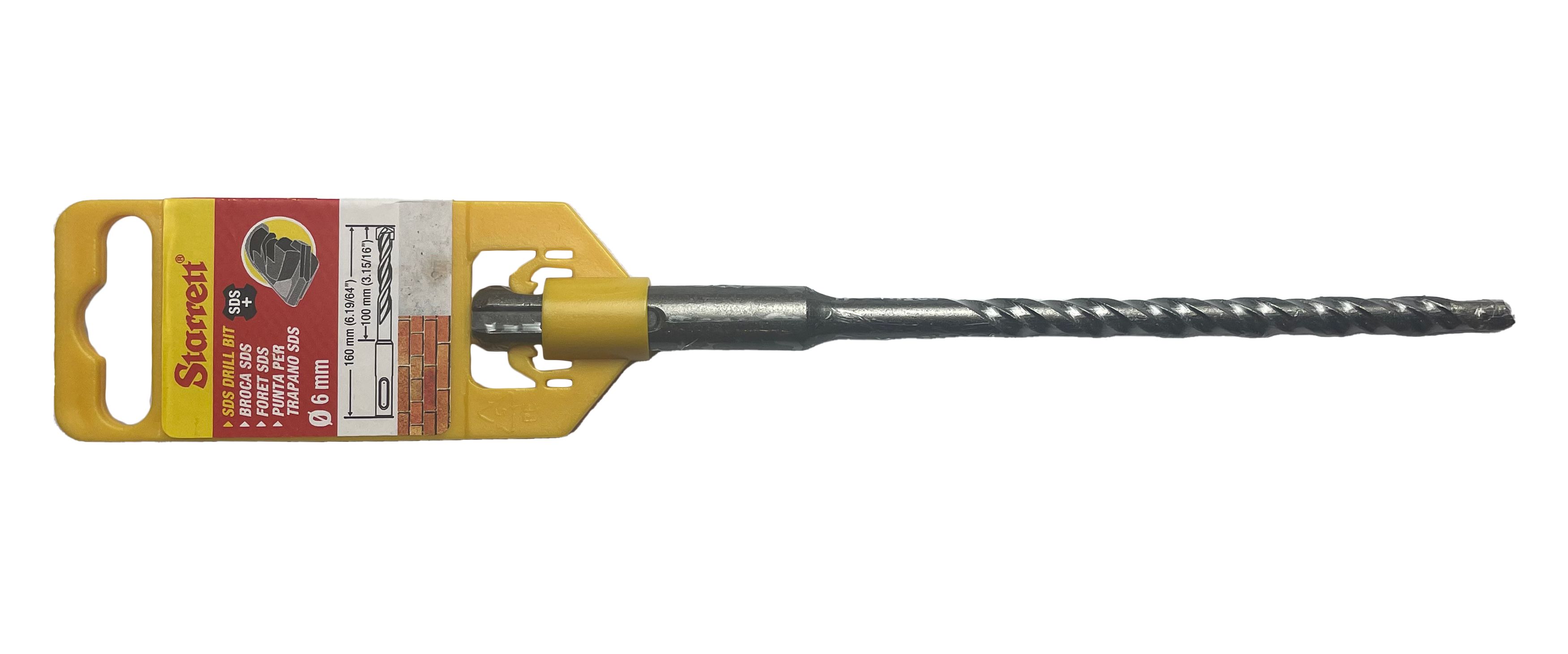 Starrett SDS Plus Series Carbide Tipped SDS Plus Drill Bit, 6mm Diameter, 160 mm Overall