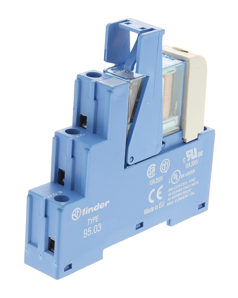 Finder 48 Series Interface Relay, DIN Rail Mount, 24V dc Coil, SPDT, 1-Pole