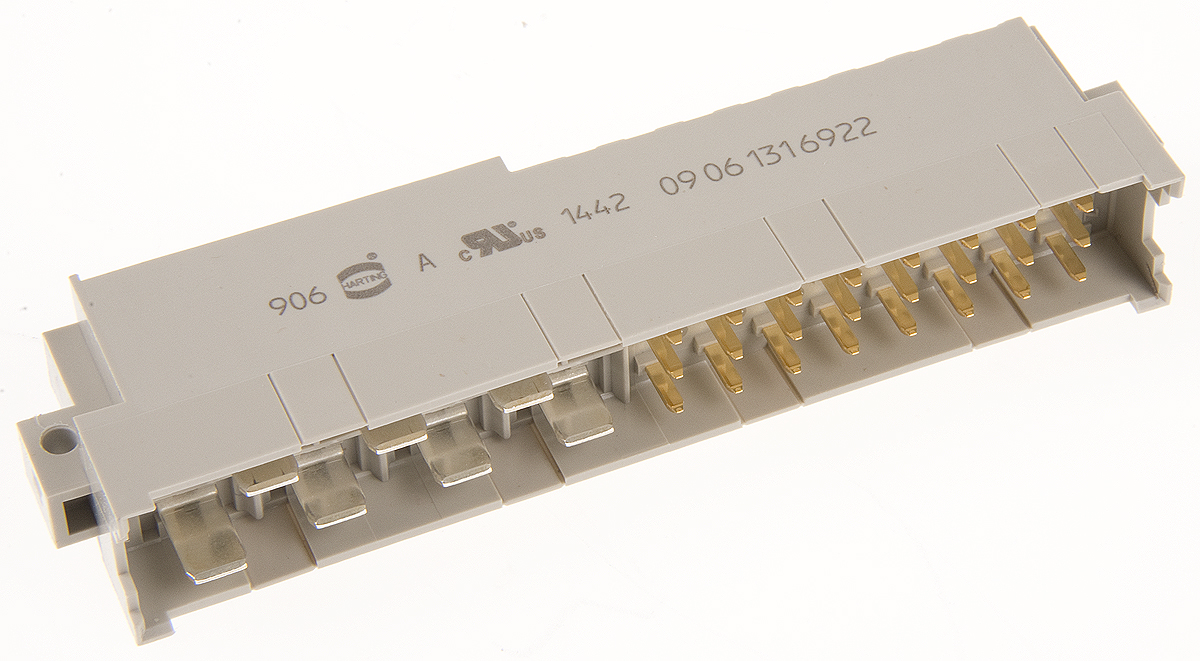 HARTING 09 06 24 + 7 Way 2.54 mm, 5.08 mm, 10.16 mm Pitch, Type MH Class C2, 2/3 Row, Right Angle DIN 41612 Connector,