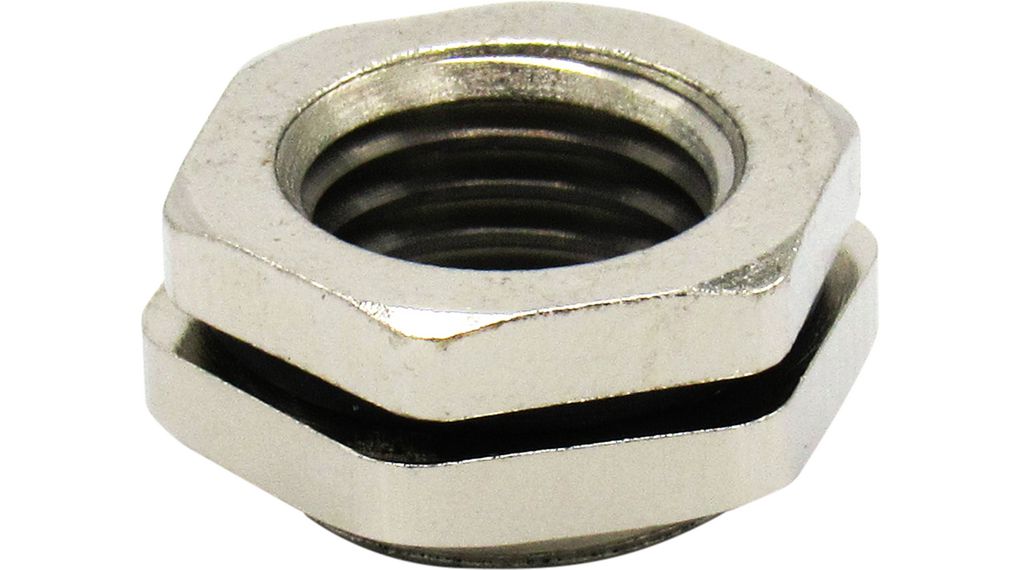 RND Cable Gland Adapter, M20 x 1.5 Exterior Thread, M16 x 1.5 Interior Thread, Nickel Plated Brass, RND 465 Series