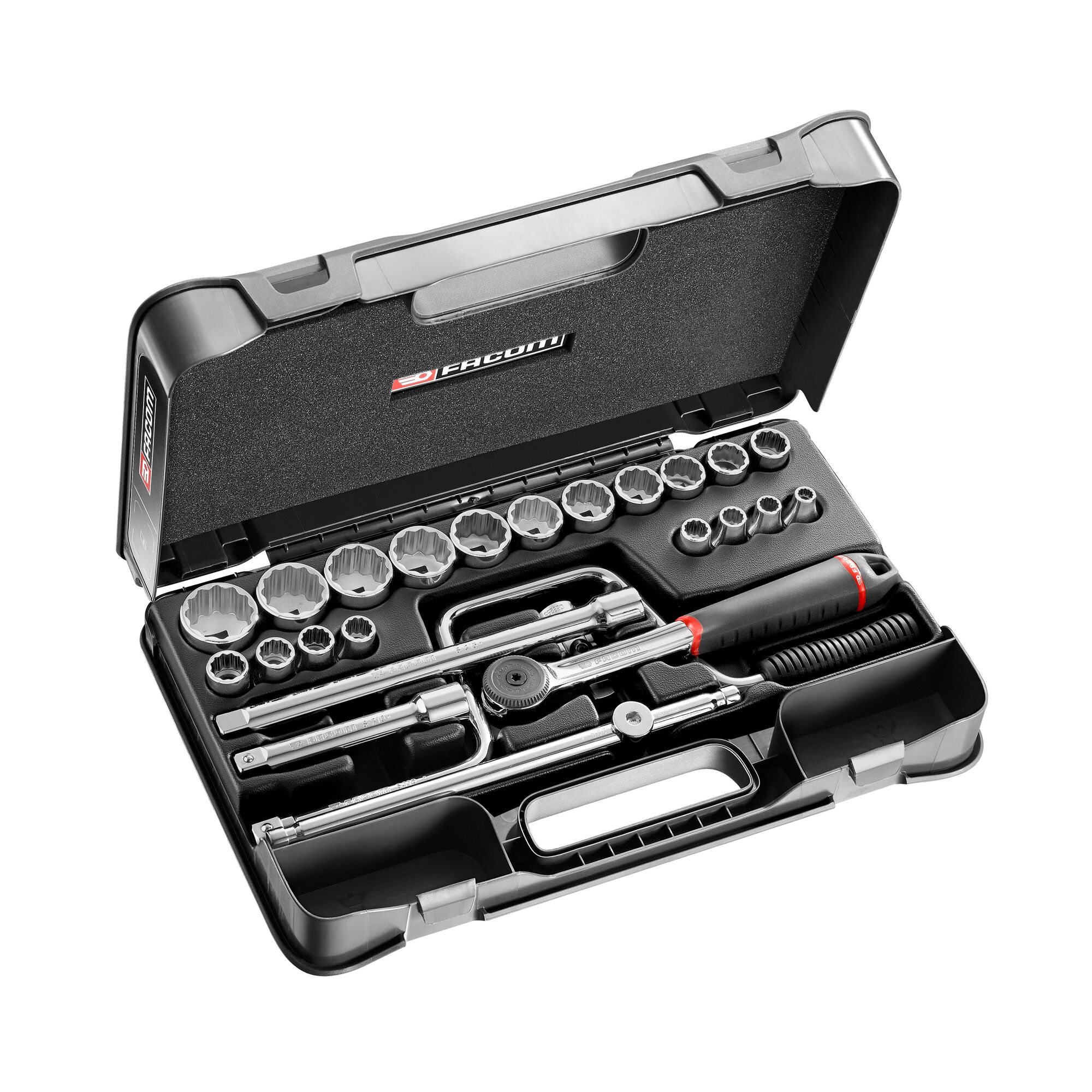 Facom 25-Piece Imperial 1/2 in Standard Socket Set with Ratchet, 12 point