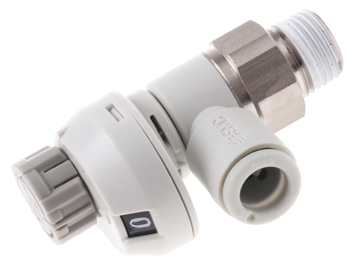SMC AS Series Threaded Speed Controller, R 1/8 Male Inlet Port x 6mm Tube Outlet Port