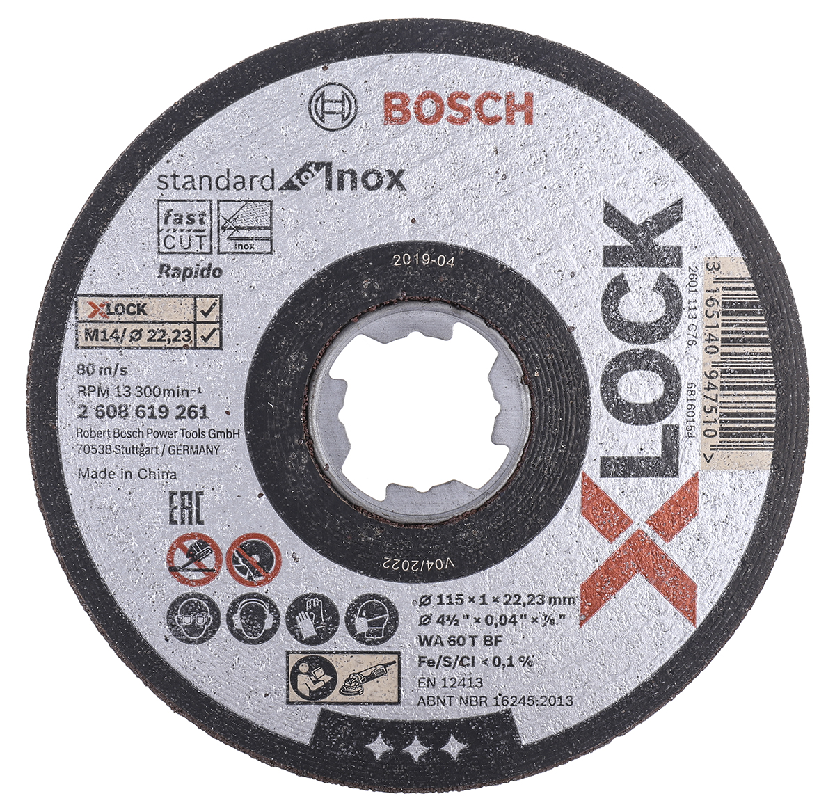 Bosch X-LOCK Cutting Disc, 115mm x 1mm Thick, 25 in pack