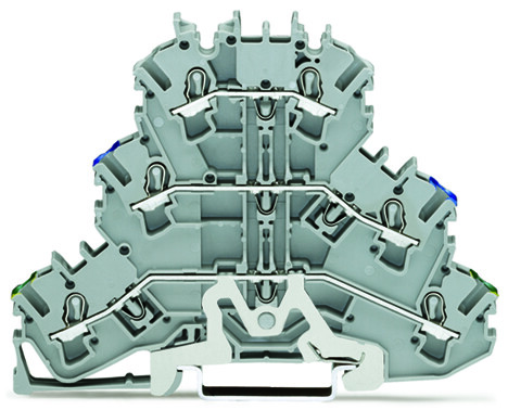 WAGO 2002-3217 TOPJOB S, 2002 Series Grey, 2.5mm², Triple-Level, Push-In Cage Clamp Termination, ATEX, IECEx