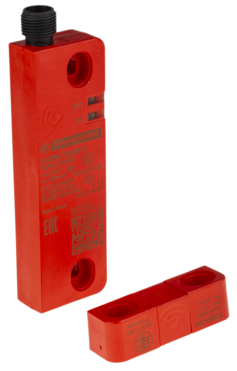 Telemecanique Sensors XCSRC Series RFID Non-Contact Safety Switch, 24V dc, Valox Housing, 2NO, M12