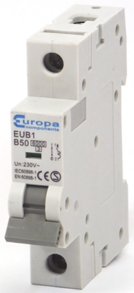Europa EUB1 EUB MCB, 1P, 50A Curve B, 230V AC